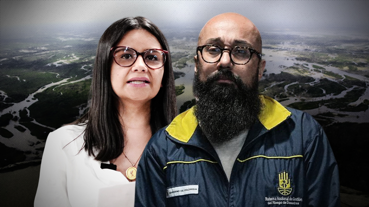 Angie Rodríguez, gerente del Fondo de Adaptación, y Carlos Carrillo, director de la Unidad Nacional para la Gestión del Riesgo de Desastres.

Fotoilustración: Yamith Mariño -CAMBIO.