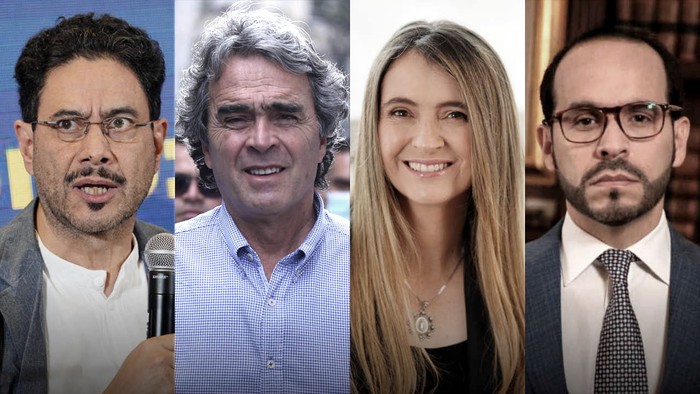 Precandidatos presidenciales - Iván Cepeda, Sergio Fajardo, Paloma Valencia y Abelardo de la Espriella. · Foto: Colprensa/Prensa/Redes sociales