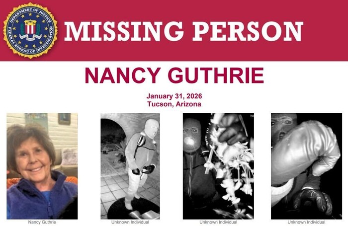 Afiche de búsqueda de Nancy Guthrie, madre de Savannah Guthrie, cuya desaparición tiene en alerta a autoridades y al FBI en Estados Unidos · Foto: X - FBI Most Wanted