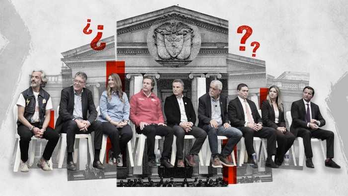 De izquierda a derecha: Juan Daniel Oviedo, Mauricio Cárdenas, Paloma Valencia, Juan Manuel Galán, Aníbal Gaviria, Enrique Peñalosa, Juan Carlos Pinzón, Vicky Dávila y David Luna