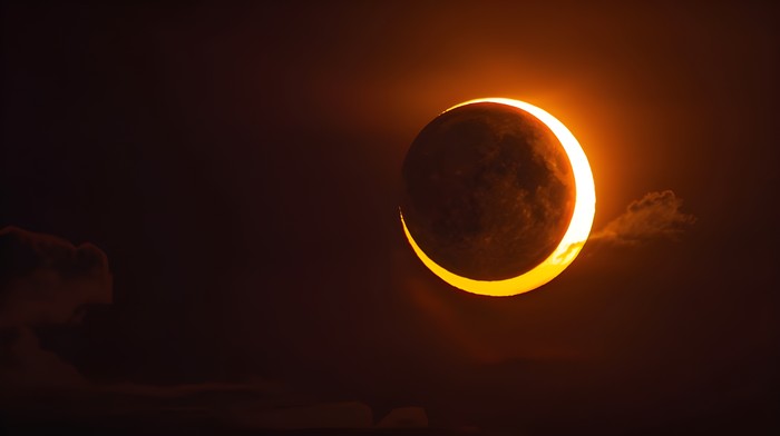 El “anillo de fuego” se forma cuando la Luna no cubre por completo al Sol durante un eclipse solar anular · Foto: Freepik